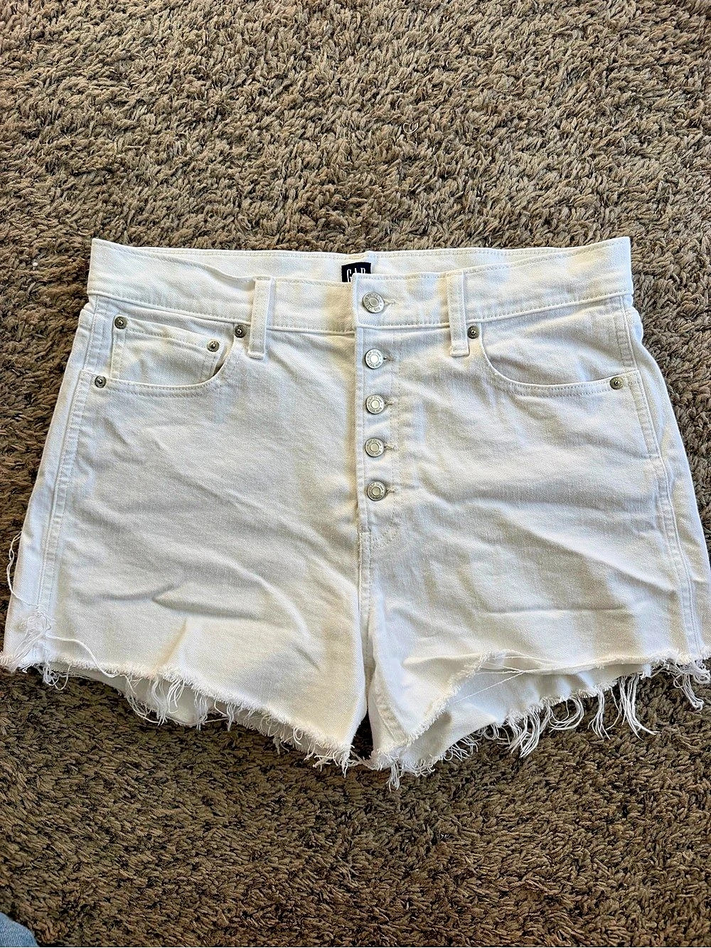 Gap White Frayed-Hem Jean Shorts